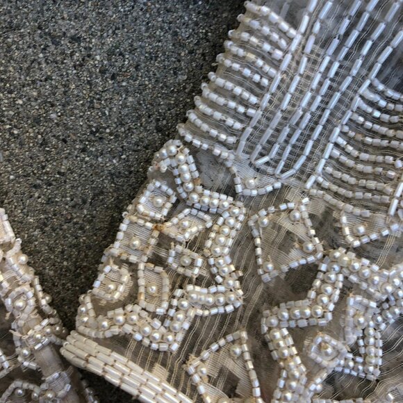 Black Tie Oleg Cassini Beaded Jacket M Women's 100% Silk Beige Sequined Designer - Picture 8 of 9